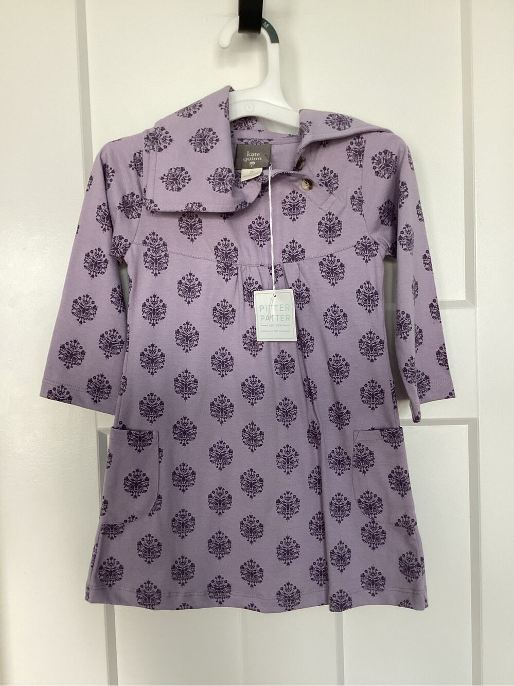 New Kate Quinn Girl 100% Organic Cotton Floral Dress Boho Chic Purple Size 2T
